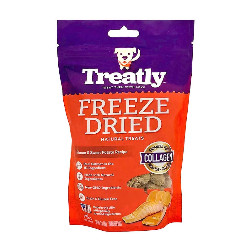 Treatly Freeze Dried Salmon & Sweet Potato Recipes Treats, 3 oz