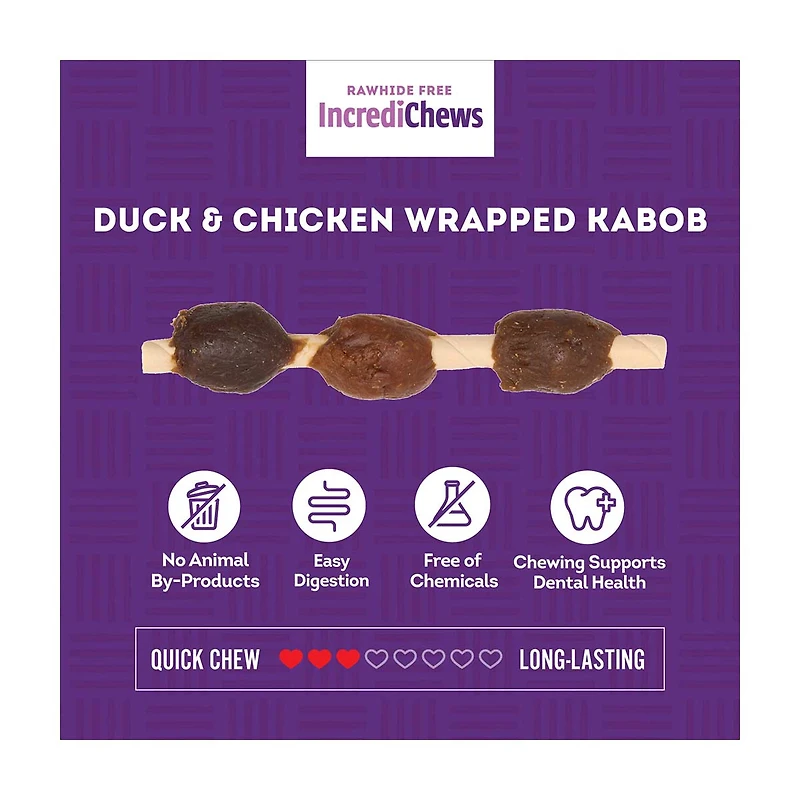 Treatly Rawhide Free IncrediChews Combo Kabobs, Wrapped with Real Duck & Chicken