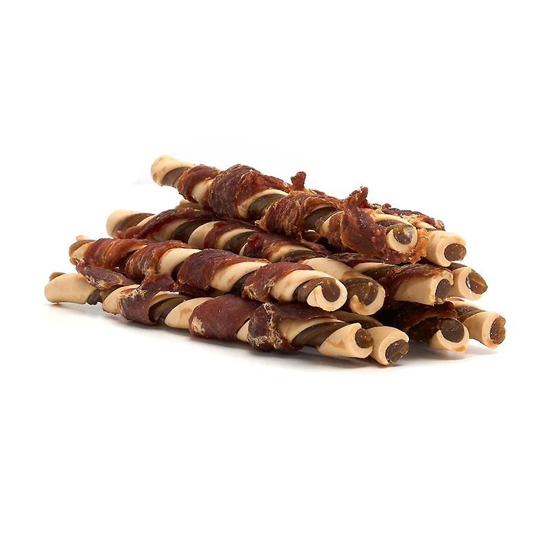 Treatly Rawhide Free IncrediChews Combo Twist Sticks Wrapped with Real Duck, Med