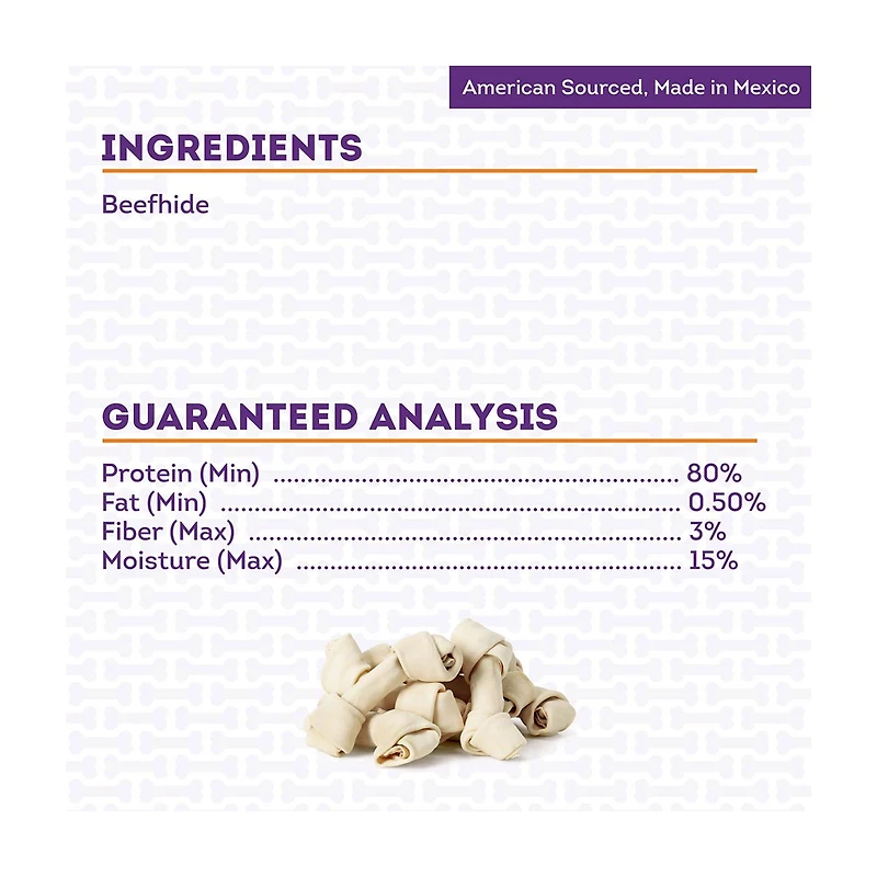 Treatly American Sourced Natural Flavor Beefhide Bone Dog Chew, Medium, 1 Count