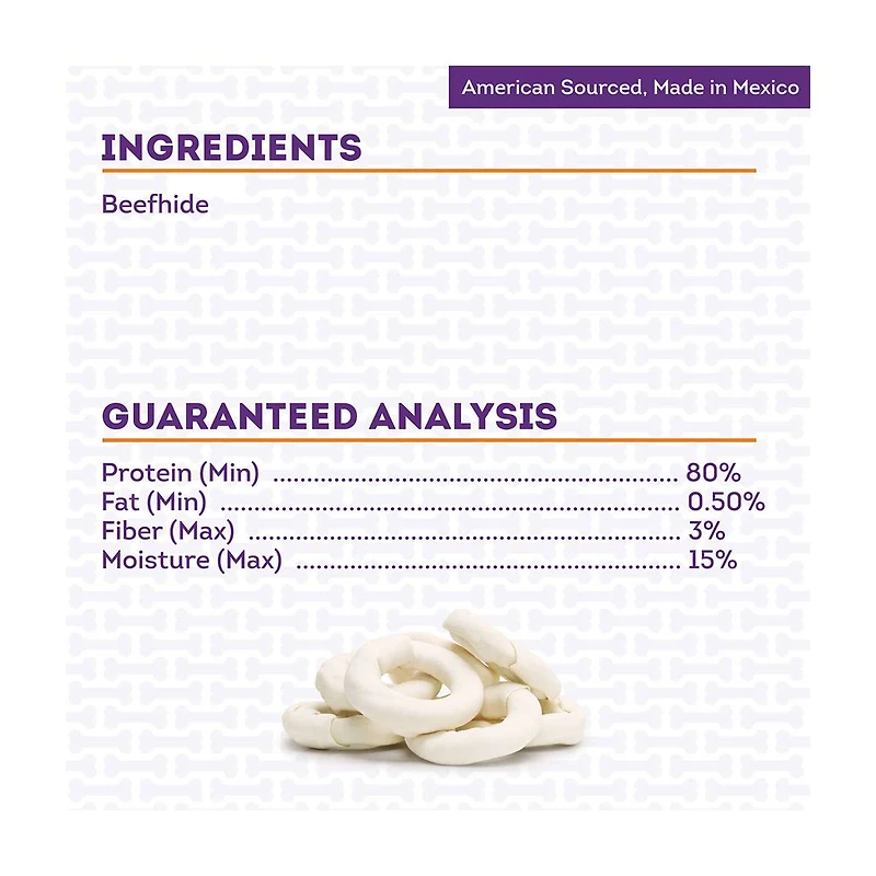 Treatly American Sourced Beefhide Donut Dog Chew, Small