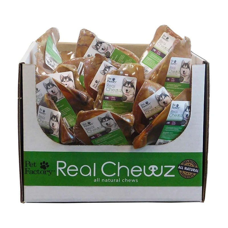 Pet Factory Real Chewz Premium Pig Ear Dog Chew, Natural Flavor, 1 ct