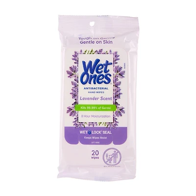 Wet Ones Antibacterial Hand Wipes, 20 ct, Lavender