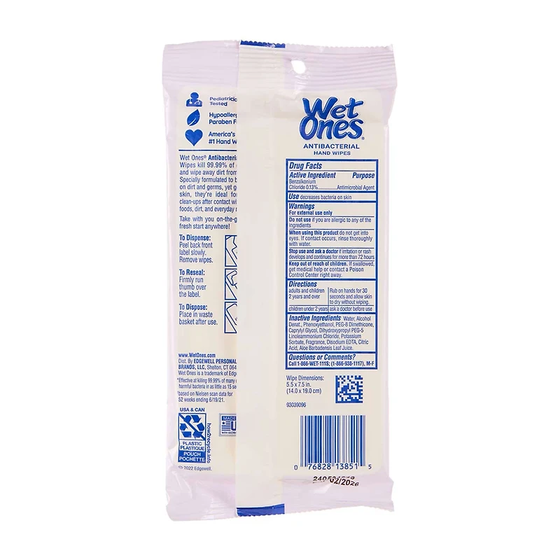 Wet Ones Antibacterial Hand Wipes, 20 ct, Lavender