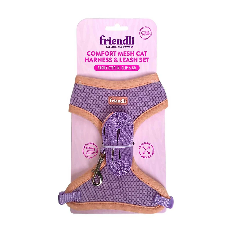 Friendli Cat Comfort Mesh Harness w/ Nylon Leash