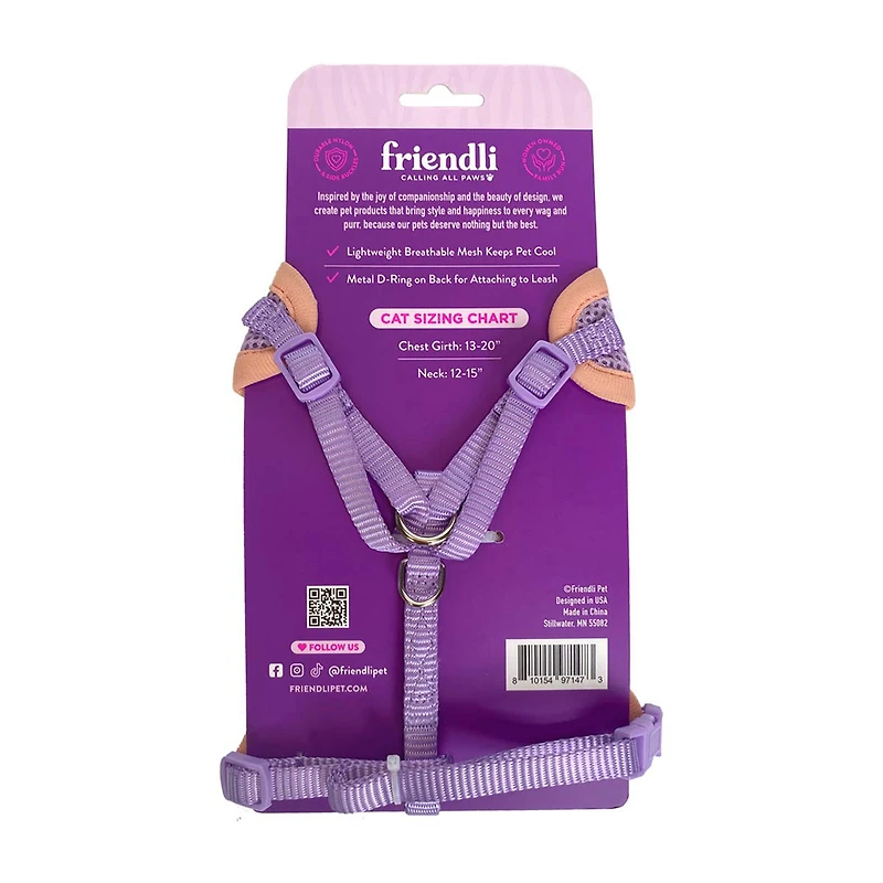 Friendli Cat Comfort Mesh Harness w/ Nylon Leash