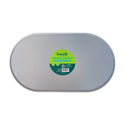 Friendli Silicone Placemat for Dog Bowls, Snow Gray