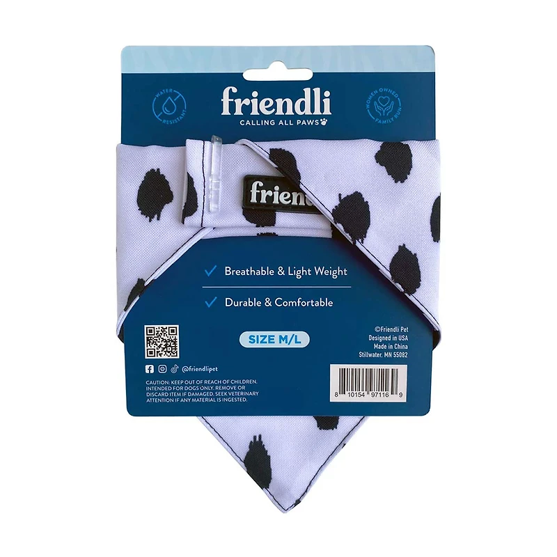 Friendli Midnight Black Pattern Dog Bandana