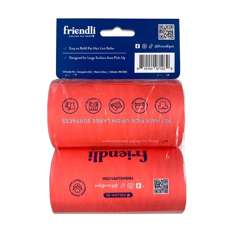 Friendli Horizontal Lint Roller Refills, 2ct