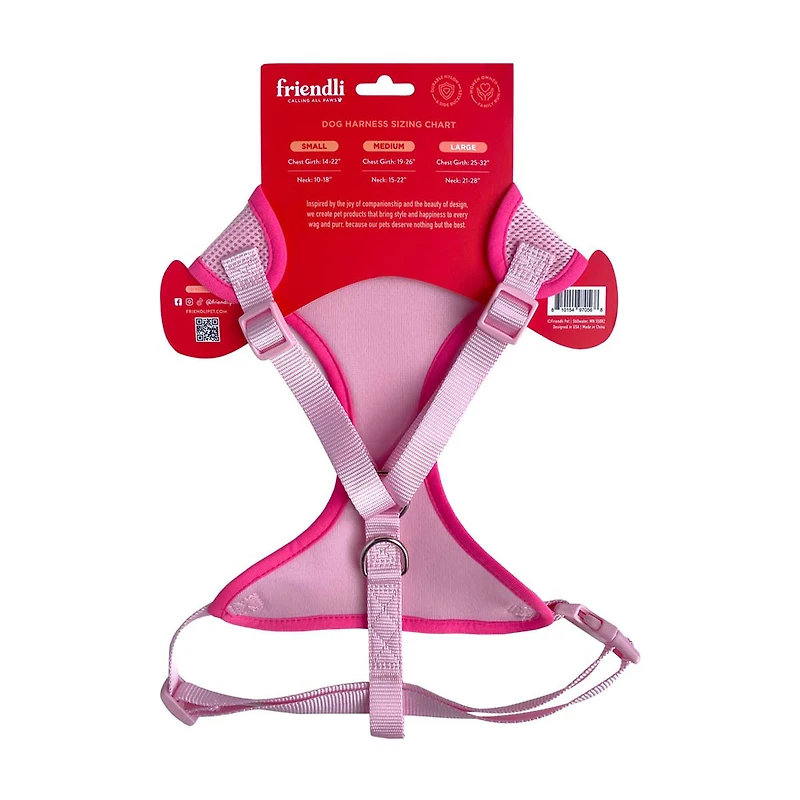 Friendli Dog Mesh Harness, Bubblegum Pink, Large