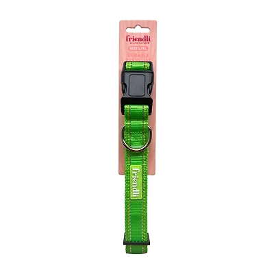 Friendli Nylon Dog Collar, L/XL, Cosmic Green