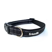 Friendli Nylon Dog Collar, L/XL, Midnight Black