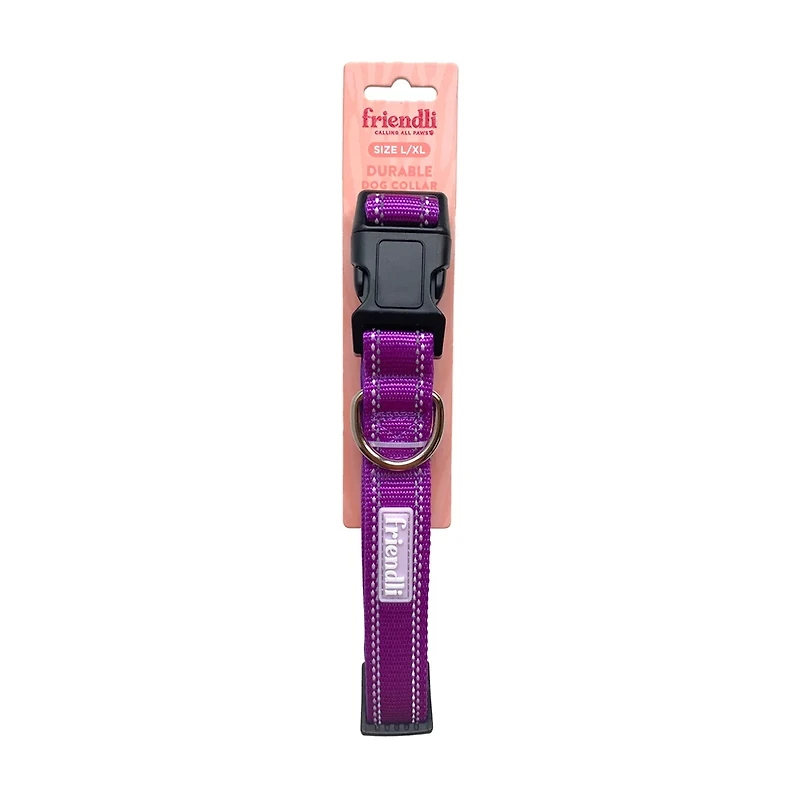 Friendli Nylon Dog Collar, L/XL, Grape