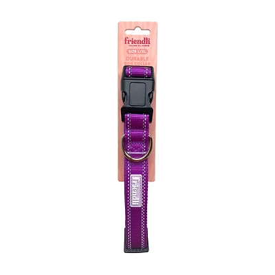 Friendli Nylon Dog Collar, L/XL, Grape