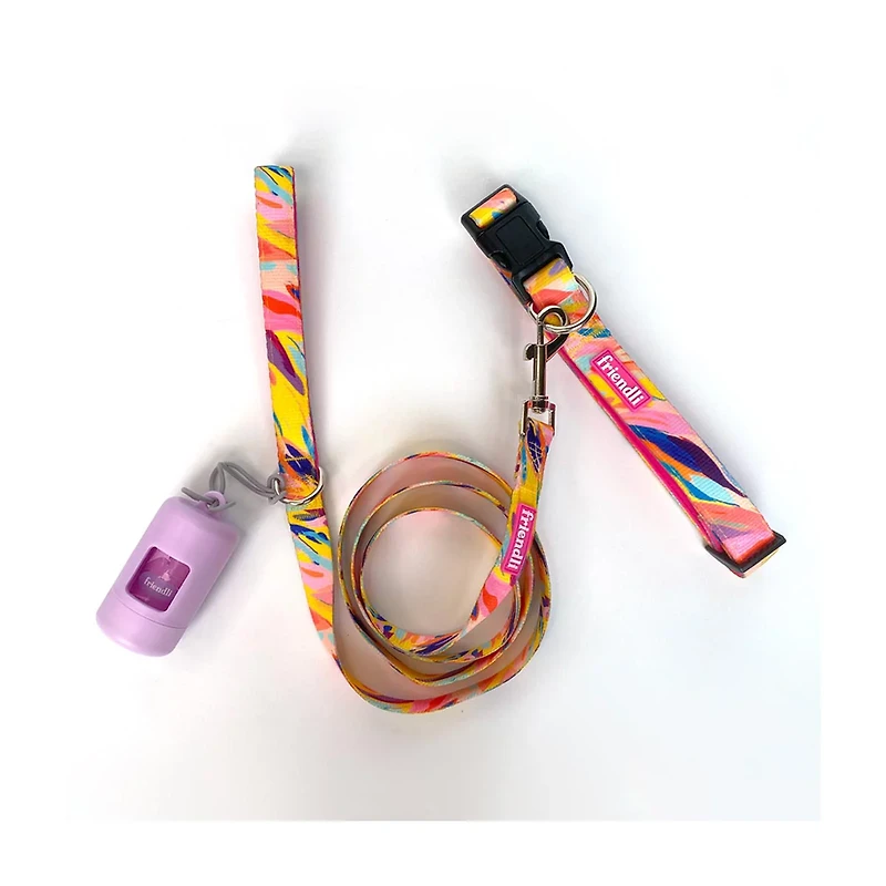 Friendli Neoprene Dog Collar, L/XL, Pink/Purple