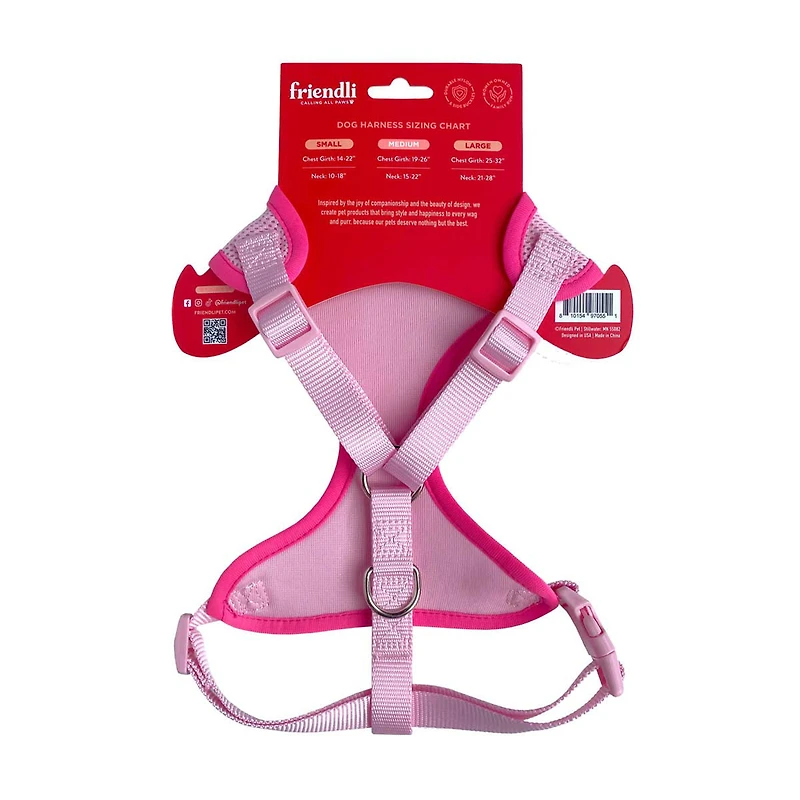 Friendli Bubblegum Dog Mesh Harness, Medium