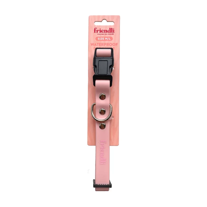 Friendli Waterproof Dog Collar, M/L, Bubblegum