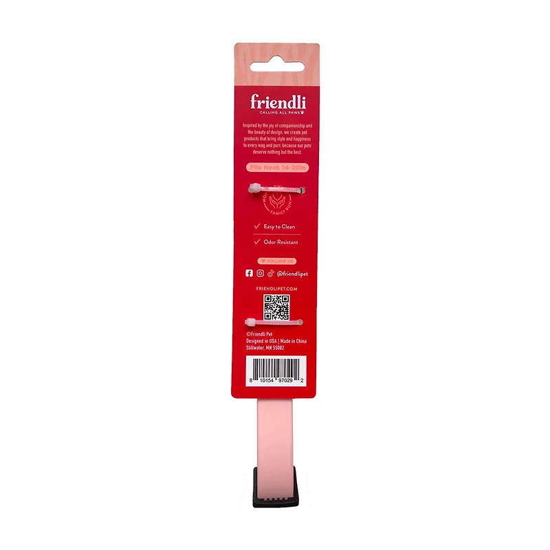 Friendli Waterproof Dog Collar, M/L, Bubblegum