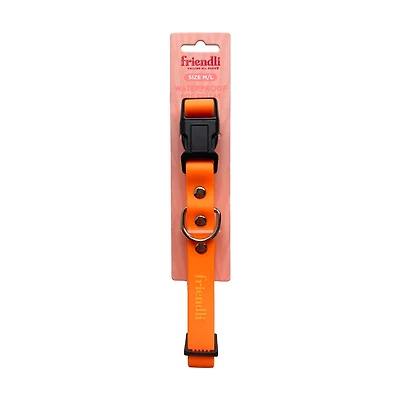 Friendli Waterproof Dog Collar, M/L, Tangerine