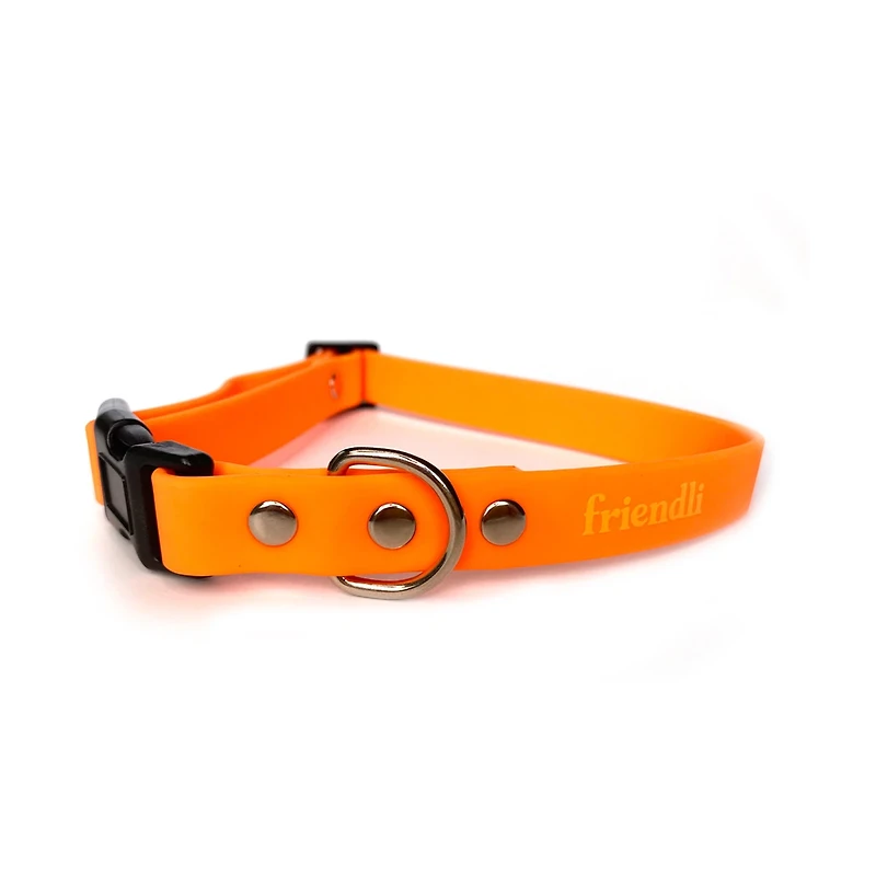 Friendli Waterproof Dog Collar, M/L, Tangerine