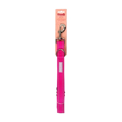Friendli Nylon Dog Leash, 4-6ft, Hot Pink