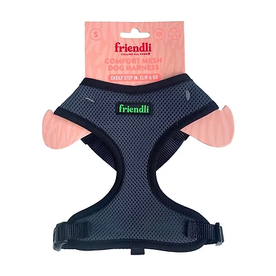 Friendli Dog Mesh Harness, Small, Midnight Black