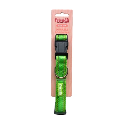 Friendli Nylon Dog Collar, S/M, Cosmic Green