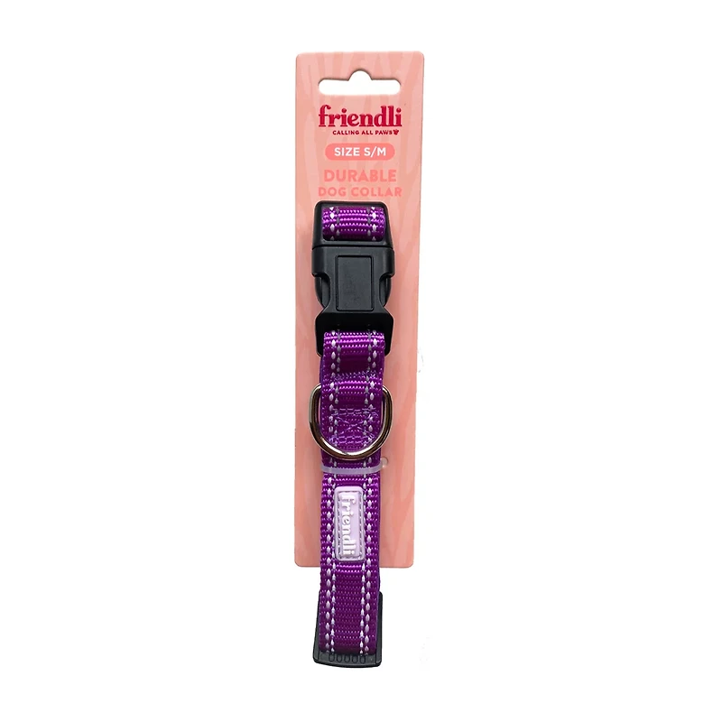 Friendli Nylon Dog Collar, S/M, Grape