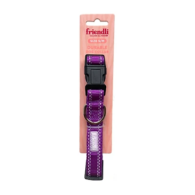 Friendli Nylon Dog Collar, S/M, Grape