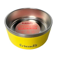 Friendli Stainless Steel Double Wall Dog Bowl, 32 oz, Sunshine Yellow