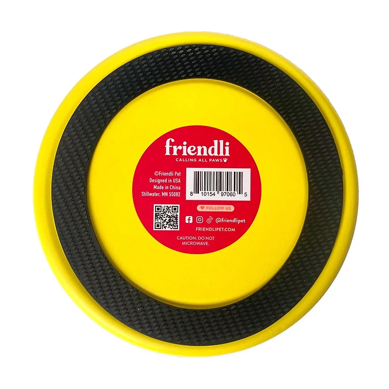 Friendli Stainless Steel Double Wall Dog Bowl, 32 oz, Sunshine Yellow