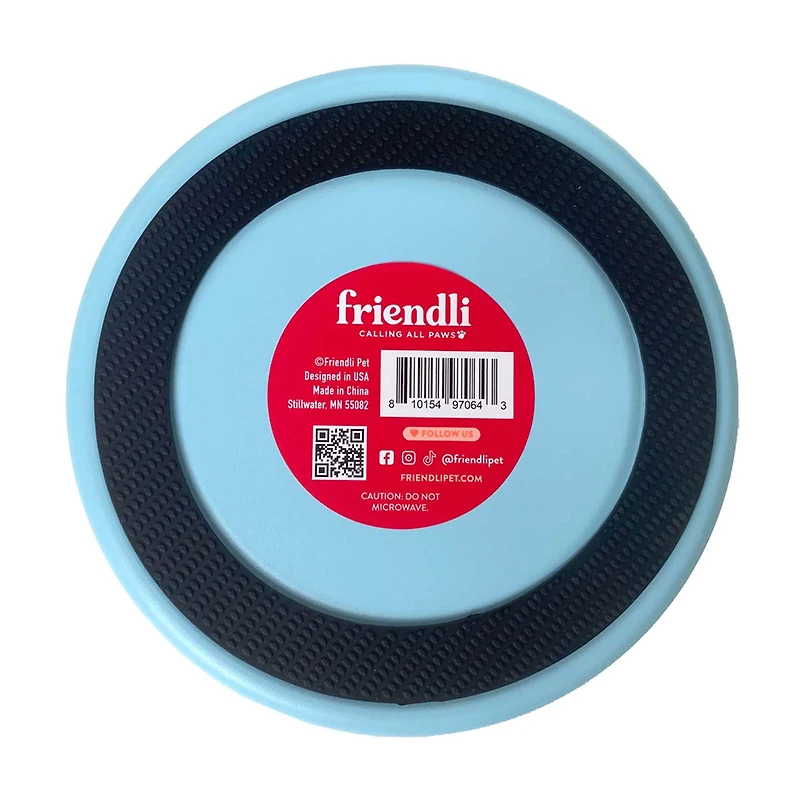 Friendli Stainless Steel Double Wall Dog Bowl, 32 oz, Ocean Blue