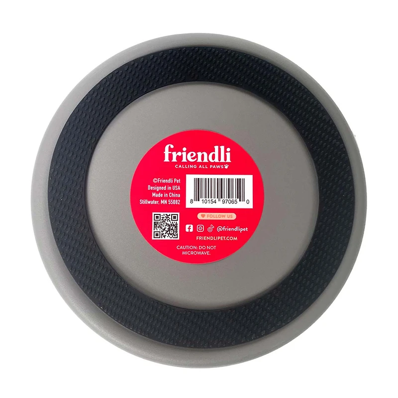 Friendli Stainless Steel Double Wall Dog Bowl, 32 oz, Graphite