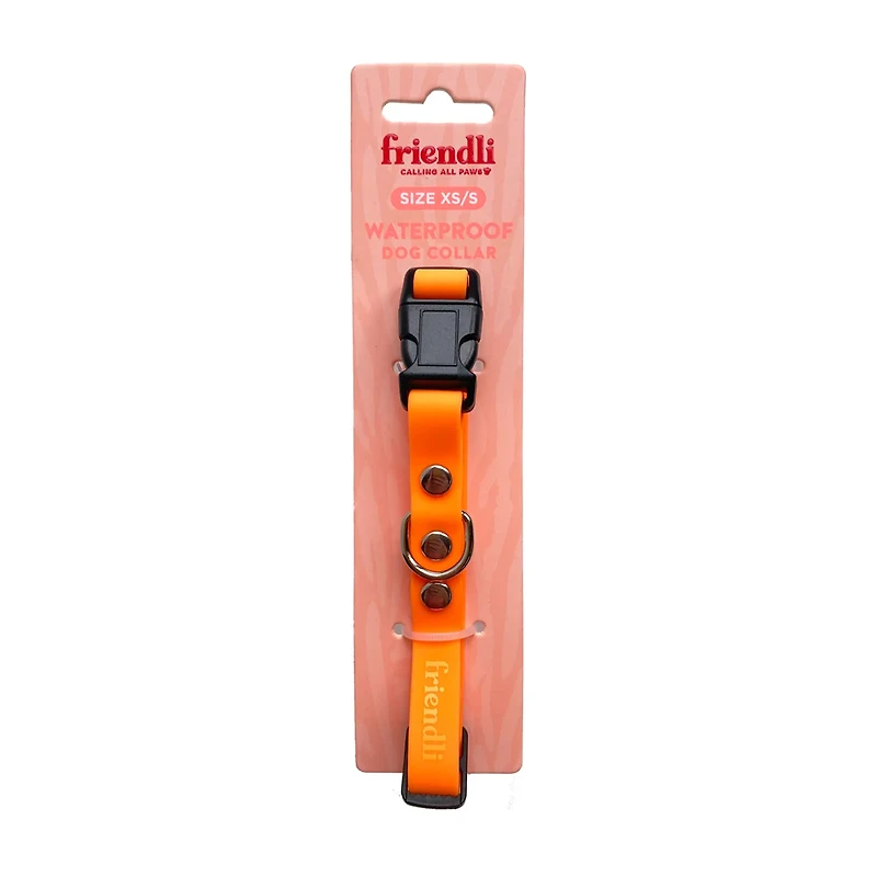 Friendli Waterproof Dog Collar, XS/S, Tangerine