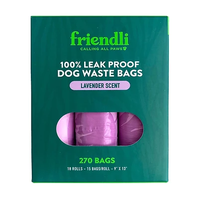 Friendli Lavendar Scented Dog Waste Bags, 18 Rolls