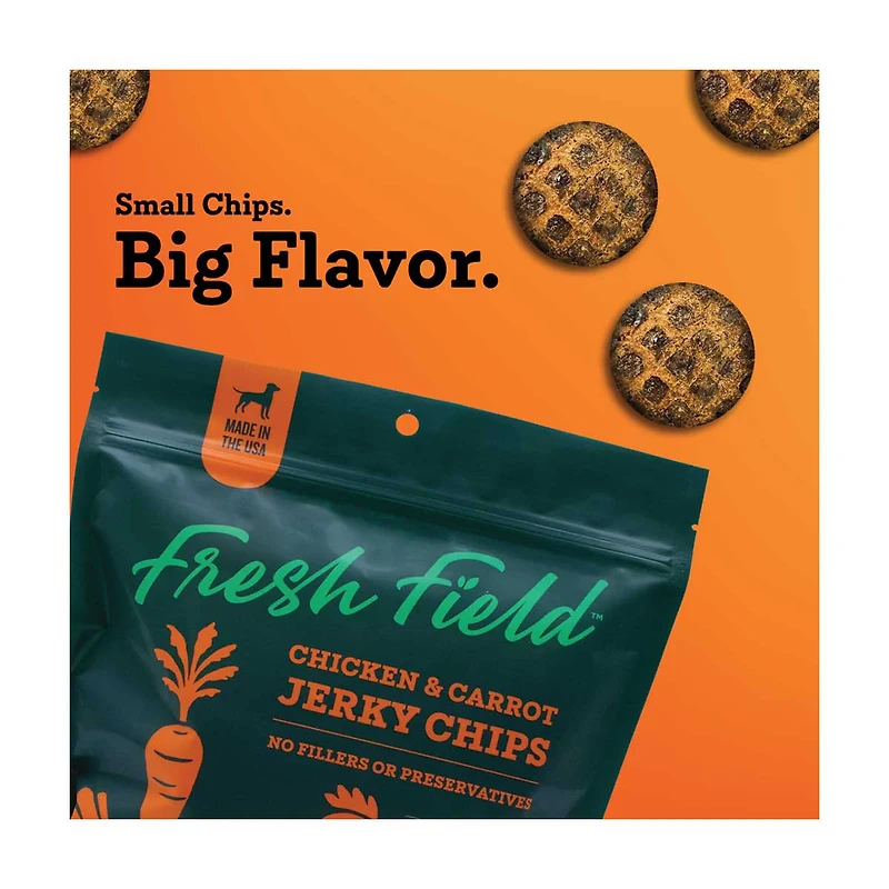 Fresh Field Chicken & Carrot Jerky Chips for Dogs, 5 oz