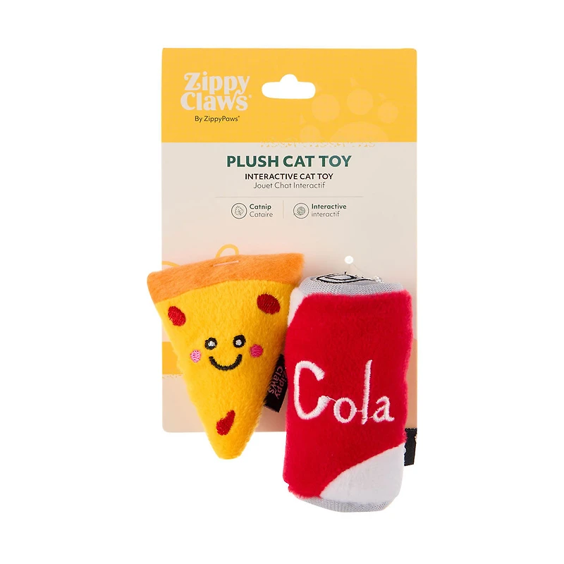 Zippy Claws Plush Cat Toy, Pizza & Soda