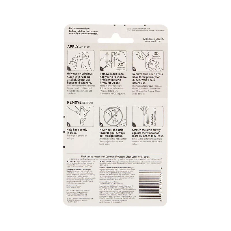 Command™ Outdoor Large Clear Window Hook