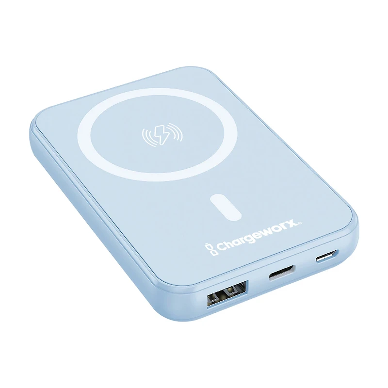Chargeworx MagSafe Mini Power Bank, 5000 mAh, Blue