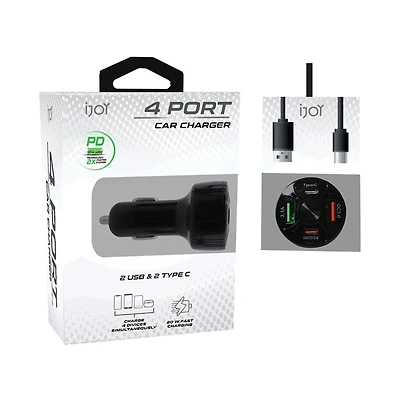 iJoy 4 Port Car Charger, Assorted