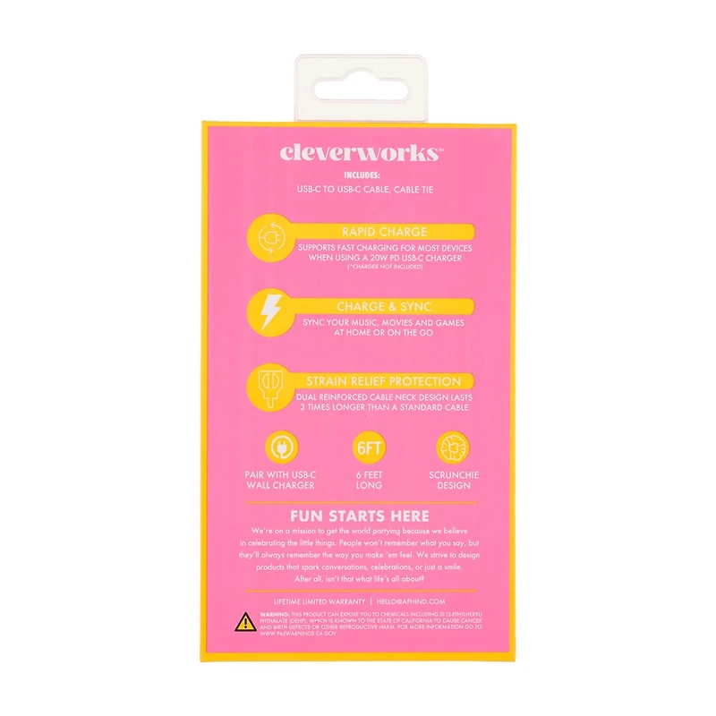 Cleverworks USB-C to USB-C Charger, Confetti