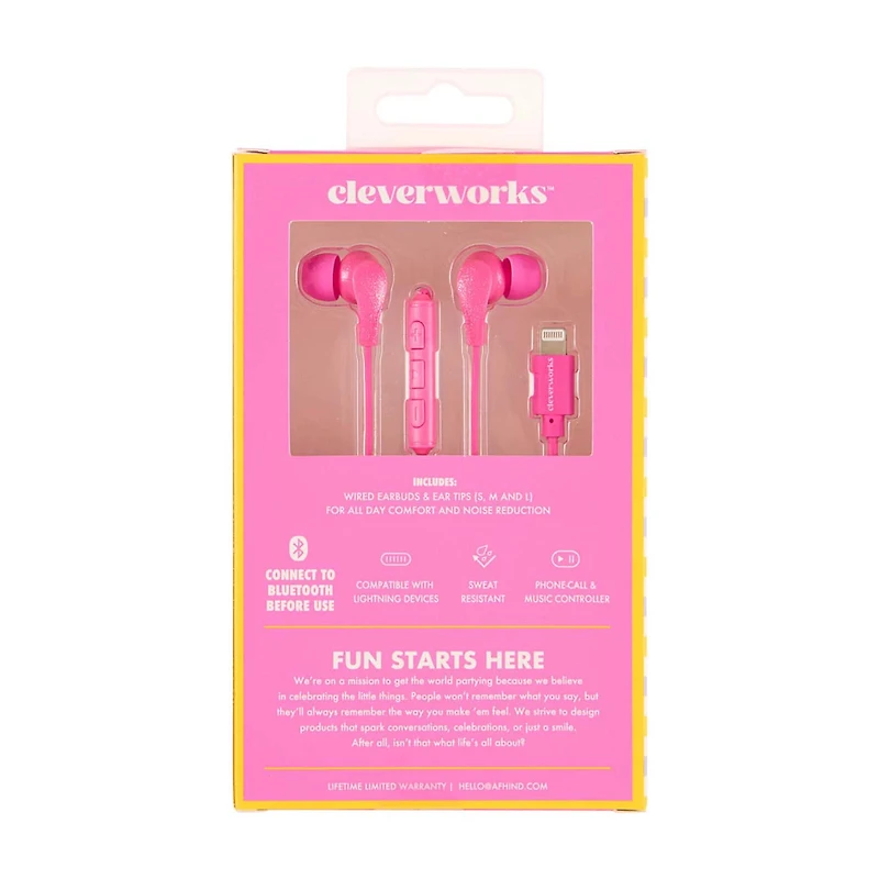 Cleverworks Earbuds, Pink