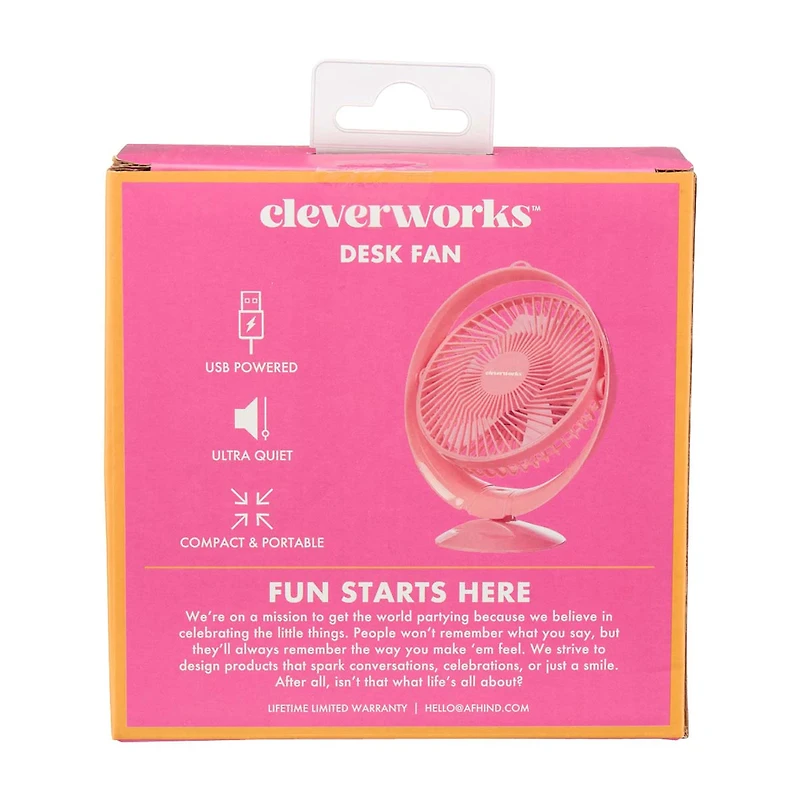 Cleverworks Desk Fan, Pink