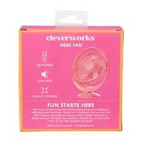 Cleverworks Desk Fan, Pink