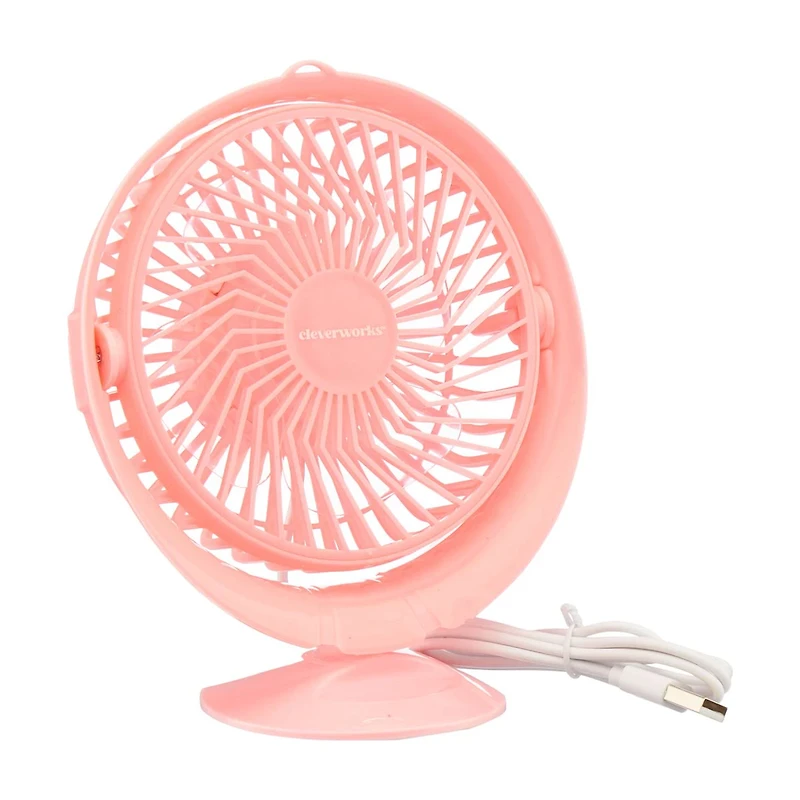 Cleverworks Desk Fan, Pink