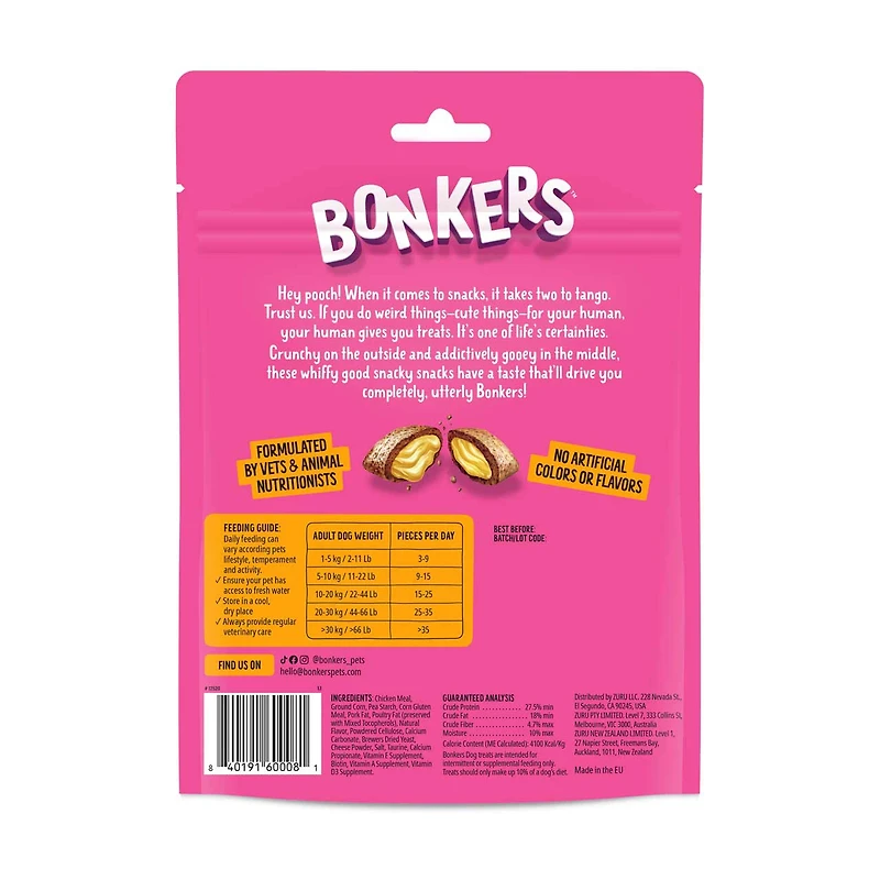 BONKERS Dog Bites, Crunchy & Soft Chicken Chomps Flavored Dog Treats, 5.3oz