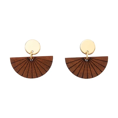 Half Moon Wood Stud Earrings