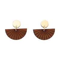 Half Moon Wood Stud Earrings