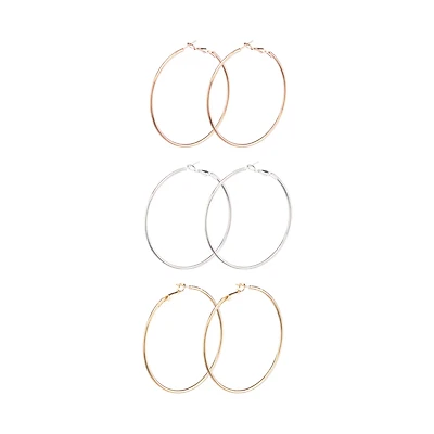 Coating Hoop Earrings, 3 ct