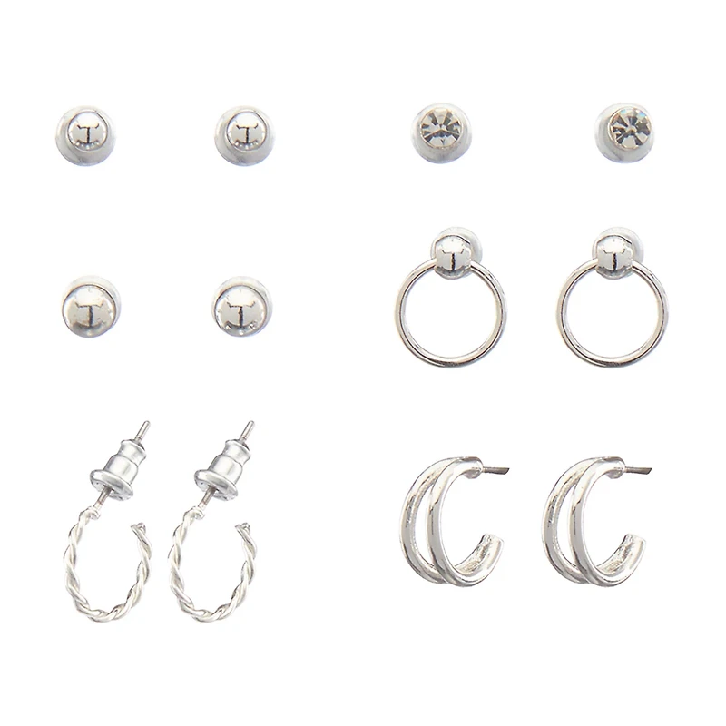 Stud Hoop Earrings, 6 ct - Small